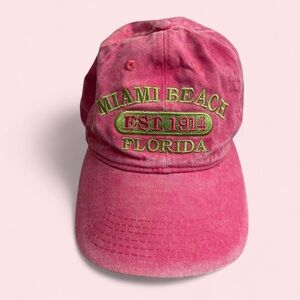 Pink Miami Beach Embroidered Cap